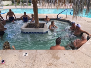 Post water volleyball soak with the team!
